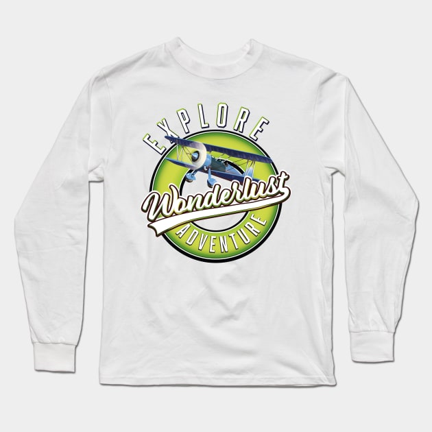 Wonderlust explore adventure logo. Long Sleeve T-Shirt by nickemporium1